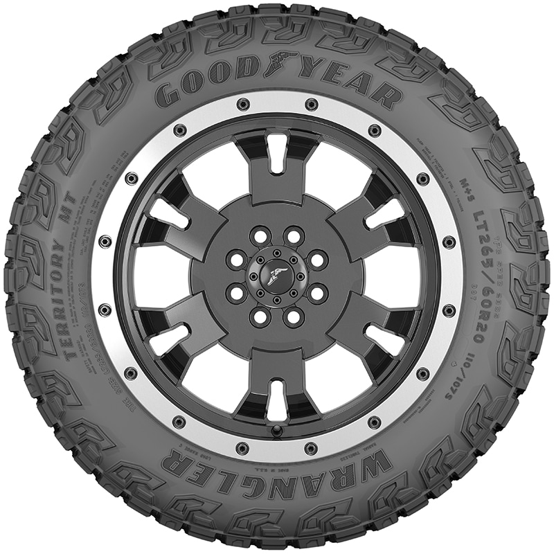 Sidewall view of the Goodyear Wrangler Territory® MT tire